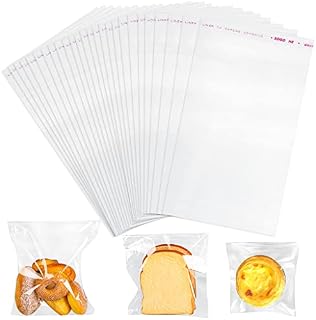 100 Pcs Cellophane Bags, 4x7-Inch Self-Adhesive Bags OPP Treat Bag for Chocolate, Sweets, Cookie, Valentine, Bread