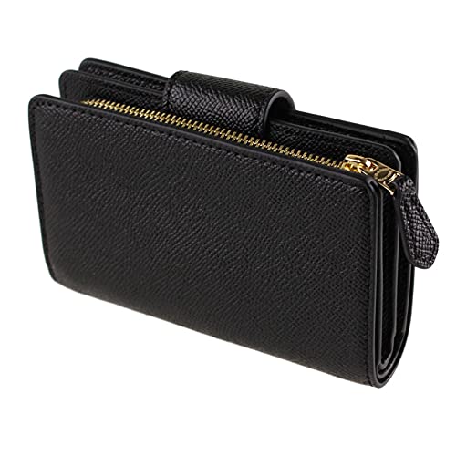COACH Medium Leather Corner Zip Wallet in Black - Gold, Style No. 6390 - Image 6