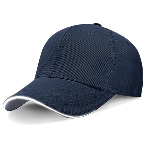 Kordear Baseball Caps Mens - Plain Reflective Baseball Hat Mens Adjustable Casual Peak Caps Gifts for Men Unisex Sport UK Blue