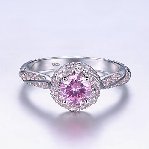 5.5x5.5mm Round Simulated Blue Topaz 925 Sterling Silver Swirl Double Halo CZ Engagement Ring for Women4