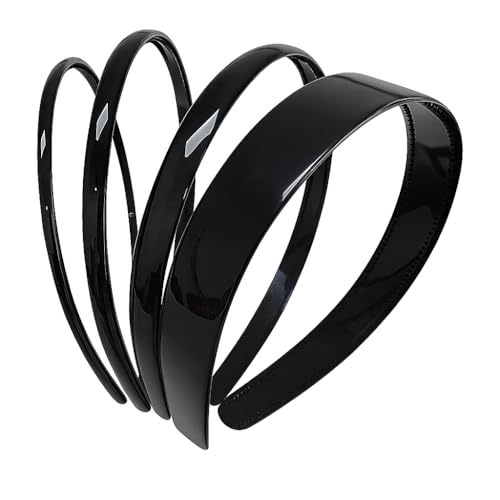 Image of Seeotwo 4 Pieces Plastic Hairband Sports Yoga Multi Style Non-Slip Black Headband Unisex Fashion Adjustable Hair Hoop Band for Women, Men and Girls