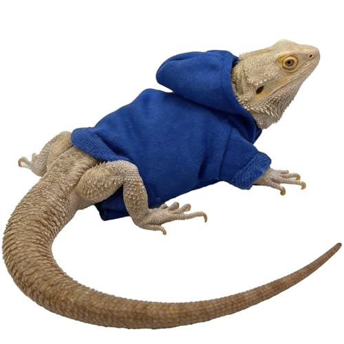 Bearded Dragon Clothes Lizard Costume & Gecko Chameleon Hoodie & Sweater Handmade Cotton Fabric Breathable Comfortable Outfits for Reptiles & Small Pets (Blue)