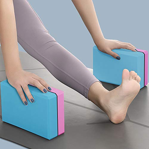 AIPRODA-Yoga-Block-Set-of-2-High-Density-Eco-Friendly-EVA-Foam-Brick-SolidDual-Color-Yoga-Blocks-Provides-Stability-Balance-for-Improve-Strength-and-Deepen-Pose-Yoga-Pilates-Props-PinkBlue