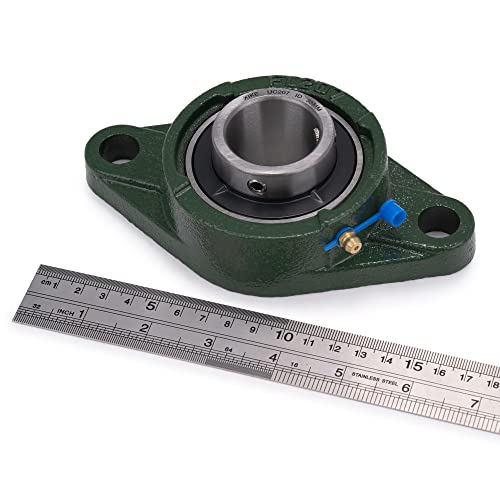Image of XIKE 2 Pcs UCFL207 Bore 35 mm Pillow Block Flange Mounted Ball Bearings. | Solid Cast Iron Base and Self Aligning Chrome Steel Sealed Bearings