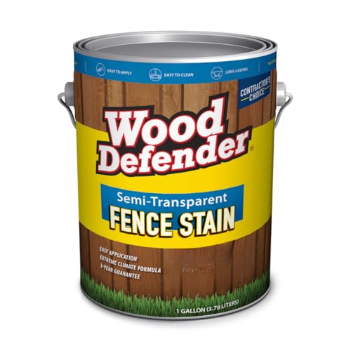 Wood Defender Semi-Transparent Fence Stain – Sable Brown, 1-Gallon | Oil-Based Exterior Fence