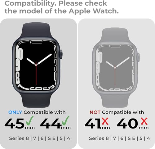Image of Getsable Tough Armour Cover Case Compatible with Apple Watch Series 9|8|7 (45mm) | Series SE2|6|SE|5|4 (44mm), iwatch 45mm Bumper case - Black