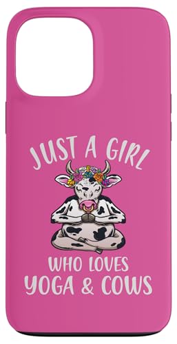 Just A Girl Who Loves Yoga & Cows �ʔ��� �ґz �J�E���K �X�}�z�P�[�X iPhone 13 Pro Max �p