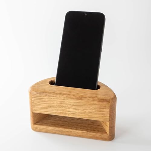 有限会社ウッディアベ工芸 木製スマホスピーカー 「森Note♪-もりのおと-」 ≪コナラ≫ 音楽 スピーカー スマホスタンド 置くだけ[有限会社ウッディアベ工芸]tm002