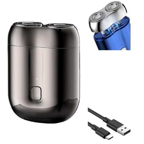 2025 New Model Mini Dual-Head Electric Shaver, Dual Heads Shaver Pocket Electric Mini Portable Razors Double Heads Razor Washable USB Rechargeable Dual-Head Compact Electric Razors (Gray)
