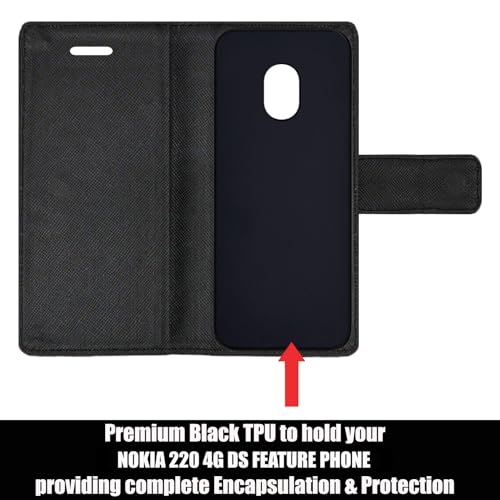 Image of ZAOMA Diary Type Flip Flap Case Cover Compatible for Nokia 220 4G 2024 DS - Model No. : TA-1617 (NK2204G R5BLK)