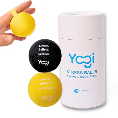 Image of Yogi Stress Ball, Finger Strap, Stress Relief, Squeeze Ball for Anxiety | Hand therapy, grip strength, sensory fidget toy, stress ball for adults and kids, school work travel, ADHD, anxiety