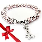  CHRIDIGIO\'  Bracciale Donna  Braccialetto Donna In Alluminio E Acciaio Inossidabile Intrecciato  Braccialetti A Nodini Intrecciato Con Ciondoli Pendenti Charms (Argento / Rosè, 16 - 19 cm)