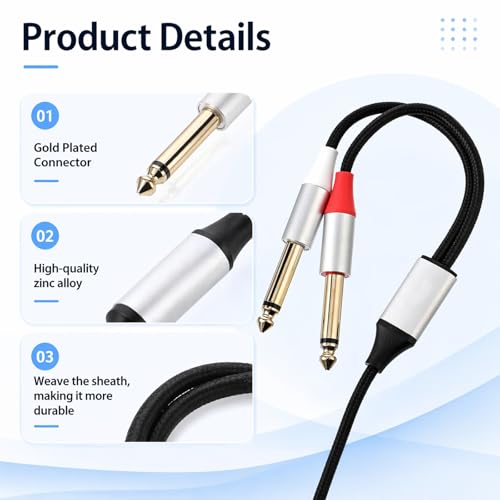 Cable adaptador Jack 3.5mm a 2x Jack 1/4 4ft miniatura 7