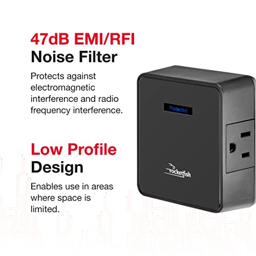 Rocketfish 2-Outlet Surge Protector - Low-Profile Protection For Devices - Black #TOP5