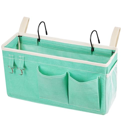 Product Image of the Loghot Bedside Caddy/Bedside Storage Bag Hanging Organizer for Bunk and Hospital Beds,Dorm Rooms Bed Rails,Can be Placed Glasses,Books,Mobile Phones,Keys (Green)