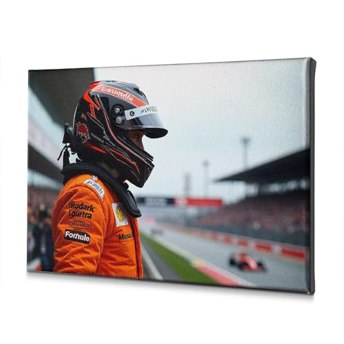 Pilote de course orange tableau déco murale pour bureau