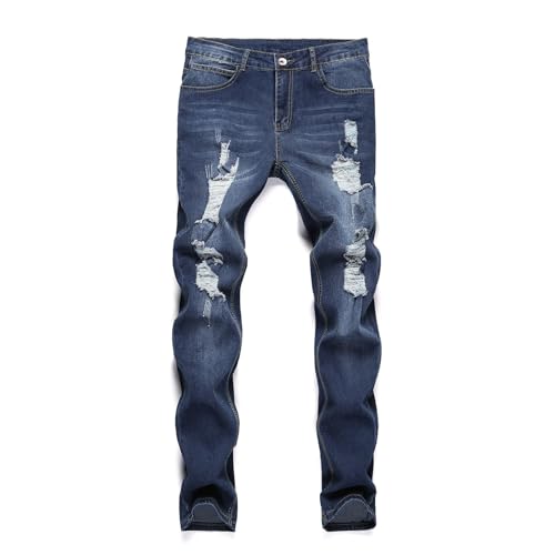 eoeioa Slim Fit Ripped Jeans Men Gothic Zipper Button Elastic Waist Skinny Jeans Casual Stretch Denim Pants with Pockets2