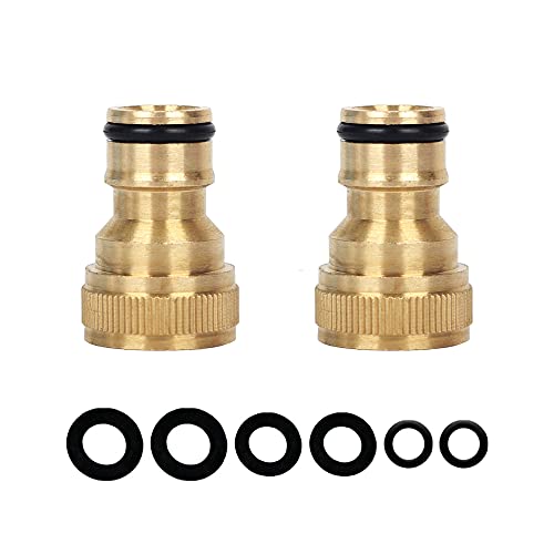 2 Pack Brass Garden Hose Tap Connector,1/2 inch Brass Female Threaded Tap Connector for Hose Pipe,Copper 1/2" BSP Hose Connector Male Watering Fittings for Threaded Faucet Adapter Quick Connector