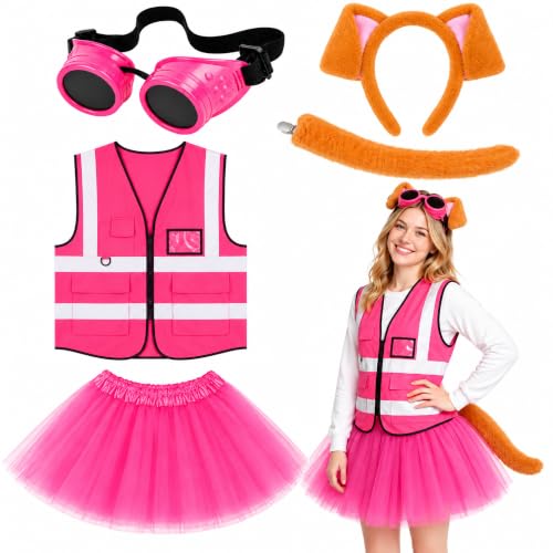 Image of LUYI 5Pcs Halloween Dog Costume Accessories for Women,Pink Puppy Outfit