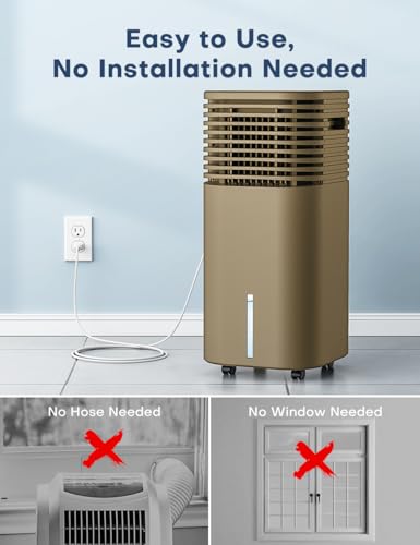 Image of 4-IN-1 Portable Air Conditioners, Evaporative Air Cooler w /4 Modes & 3 Speeds, 15H Timer for Smart Auto-off, 2-Gal Tank for 20H Cooling,17FT Remote,No Hose Needed - Brown