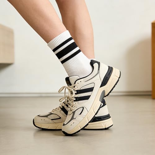 Image of VWU Women Men Crew Socks Cotton Dress Socks Ankle Neutral Casual Gilr Boy Solid Color Crew Socks SIze 5-12