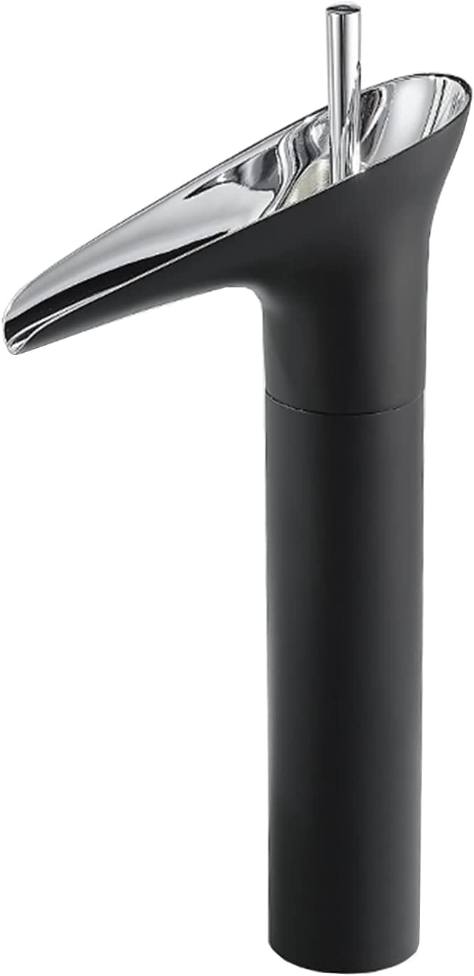 Robinet de salle de bain 1 trou a jet cascade et mitigeur noir retro