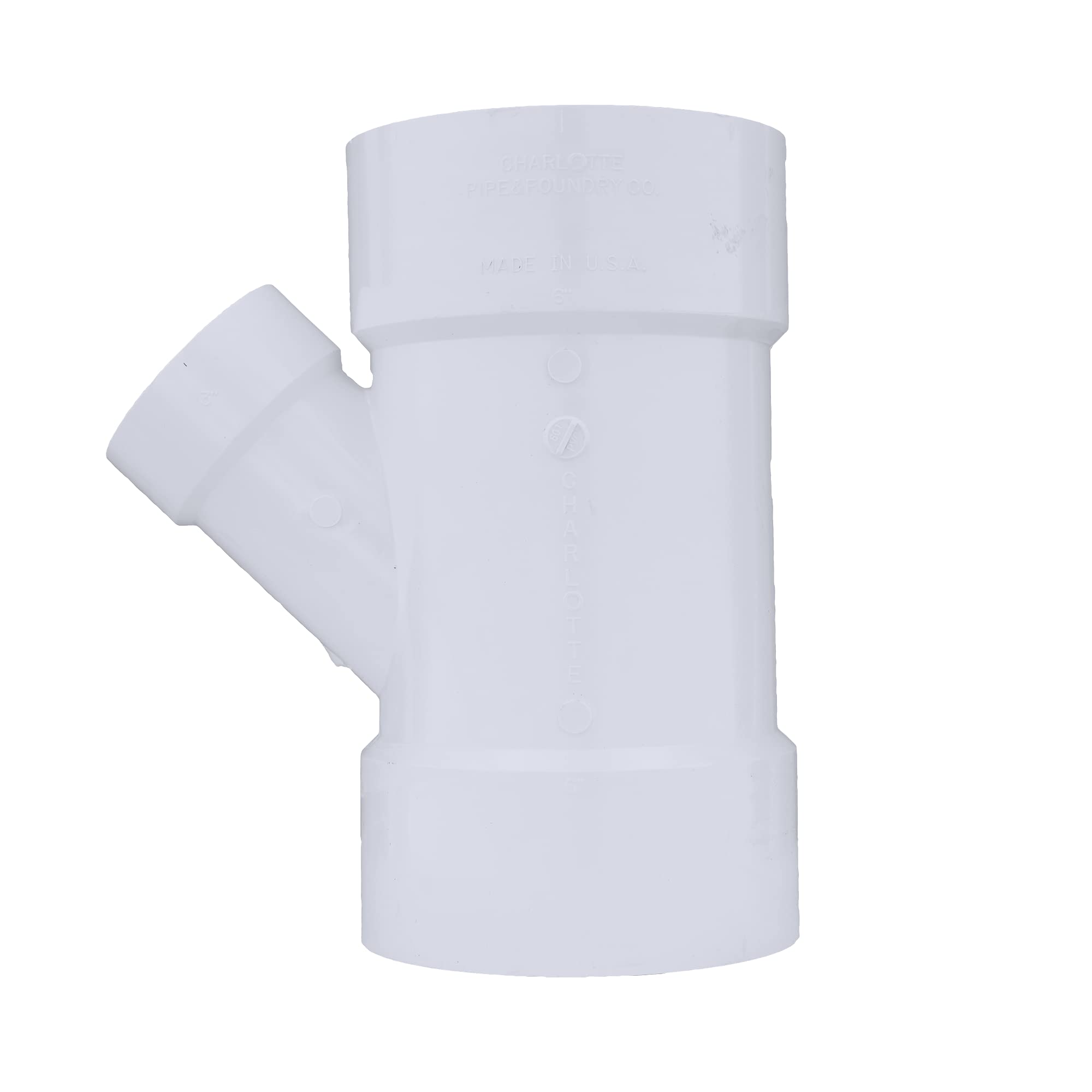 Charlotte 601 Blanco PVC Reducción Ajuste Wye, 6 "x 6" x 3 "