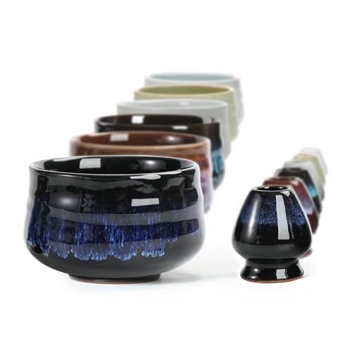 Teanagoo Tazón De Cerámica Japonesa Para Té Matcha Con Batidor, 18 Oz. K15, Azul, Tazón De Té Matcha Chawan, Tazón De Cerámica Matcha, Tazones De Té Para Matcha, Tazón De Cerámica