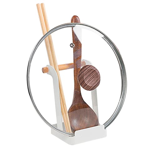 Vanra Metal Pot Lid Holder Tower Ladle Holder Stand Kitchen Cookware Organizer Rack Cooking Utensil Rest (White) #TOP20