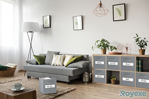 Royexe - Storage Cubes - (Set of 8) Storage Baskets | Features Dual Handles & 10 Label Window Cards | Cube Storage Bins | Foldable Fabric Closet Shelf Organizer | Drawer Organizers and Storage (Grey) - Thumbnail 2