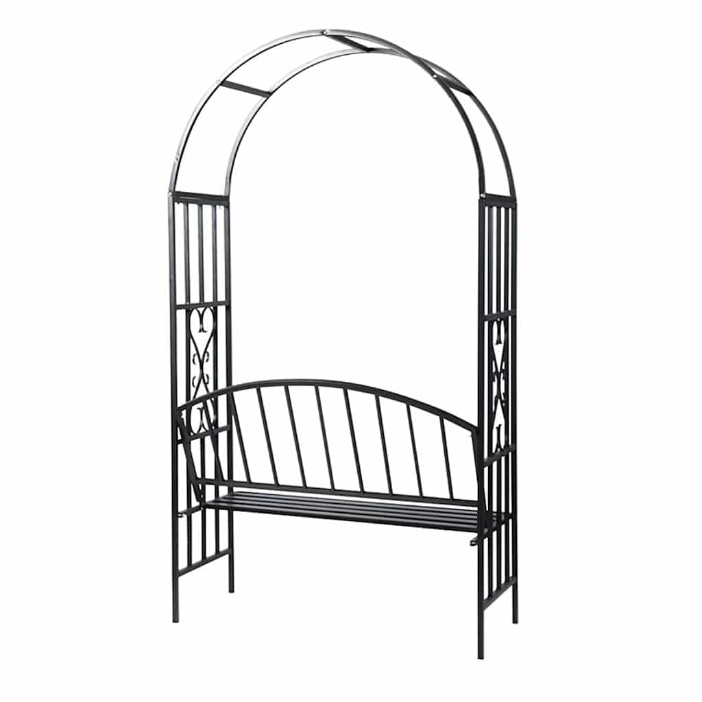 Arco per rose con panca, da giardino, in metallo, 114 x 57 x 210
