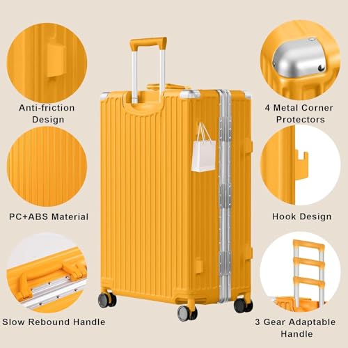 Image of AnyZip Luggage PC+ABS Aluminum Frame Zipperless Checked Luggage Hard Shell Suitcase with TSA Lock Double Spinner Wheels 28 Inch Orange