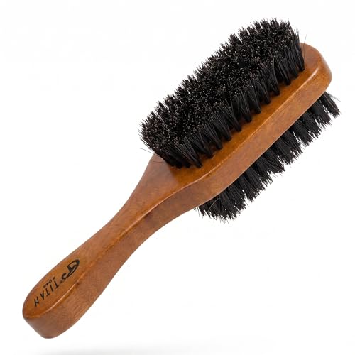 TITAN Double Sided Boar Bristle Brush, 100% Natural Firm and
