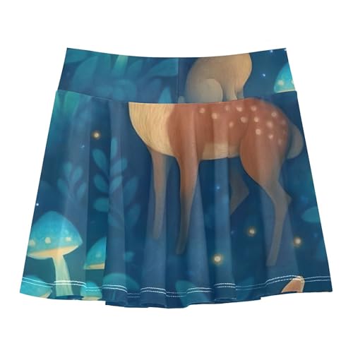 Athletic Shorts for Girls Skorts Skirts with Shorts Casual Flowy Skirt Blue Mushrooms Cute Rabbit Deer 3t2