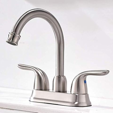 VCCUCINE Bathroom Faucet Brushed Nickel, Bathroom Faucets for Sink 3 Hole, 4 Inch Centerset 2 Handle Bathroom Sink Faucet, Swivel Spout Bath Rv Lavatory Vanity Faucet Cover