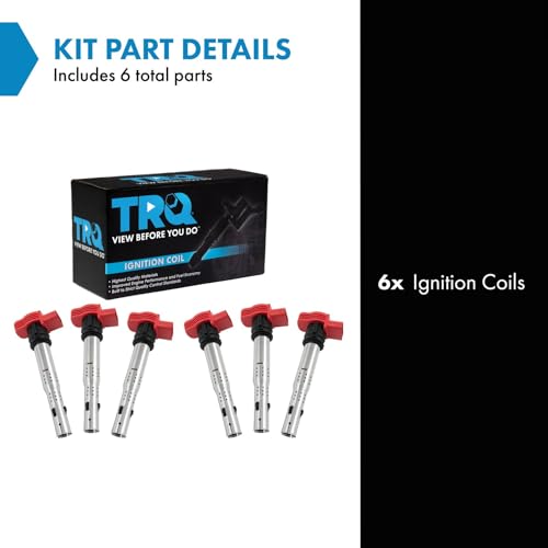 TRQ Ignition Coil Set 6 Piece Compatible with 05-19 Audi A4 Quattro A6 Quattro A4 A6 A5 Quattro Q5 Q7 S4 S5 A7 Quattro A8 Quattro SQ5 11-18 Porsche Cayenne 12-16 Panamera 14-15 Volkswagen Touareg - Thumbnail 2