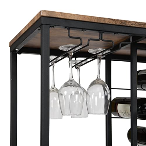 Zhuhw Industrial Wine Rack Table With Glass Stand Wine Cabinet With Storage Shelves #TOP5