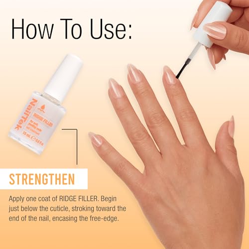 nail tek ridge filler formula 2  clear ridge filler for nails base coat nail strengthener polish for soft amp peeling nails 05 fl oz
