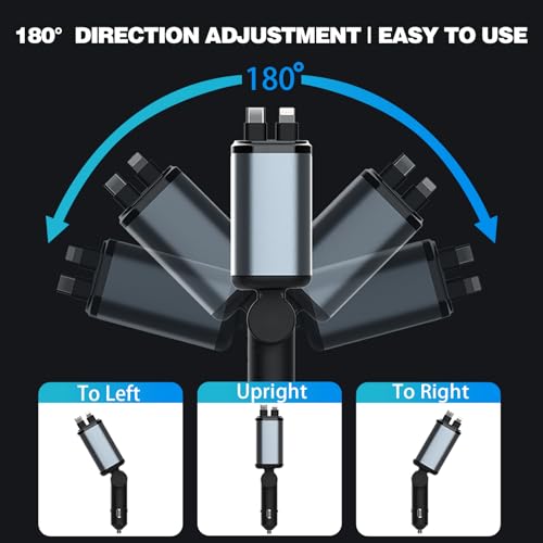 Image of Starlight Retractable Car Charger,66W Fast Car Chargers Adapter 4 in 1 with 2 USB Car Chargers for Phone iPhone 16 /15 /14 /13 /12 /11 and for Android