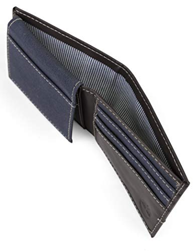 Timberland Men's Baseline Leather Canvas Wallet with Attached Flip Pocket4