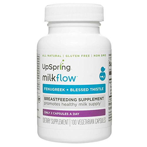 Milkflow Fenugreek Lactation Supplement Capsules with Blessed Thistle for Breastfeeding by UpSpring Baby