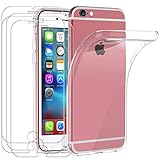 ivoler Funda para iPhone 8 Plus/iPhone 7 Plus/iPhone 6S Plus / 6 Plus, con 3 Piezas Cristal Templado, Transparente Suave TPU Silicona Carcasa Protectora Anti-Choque Caso Anti-arañazos Case