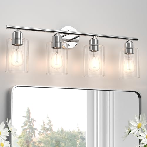 Espird Bathroom Vanity Light Fixtures Polished Chrome,4 Lights Rustic Farmhouse Vanity Bar Lighting...
