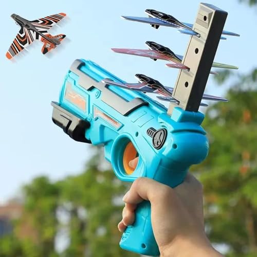 Image of VGRASSP Air Battle Gun Toy with 4 Paper Foam Glider Planes Kids Gadget for Fun Outdoor Sports Activity Catapult Pistol with Continuous Shooting Flyers - Multicolor(Color As Per Stock)