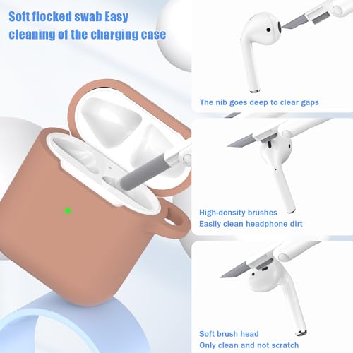 MHYALUDO Airpods Case Cover with Cleaning Kit & Keychain, Compatible with Airpods 2nd Gen 2019 & 1st Gen 2016, Soft Protective Milk Tea Case - Image 4