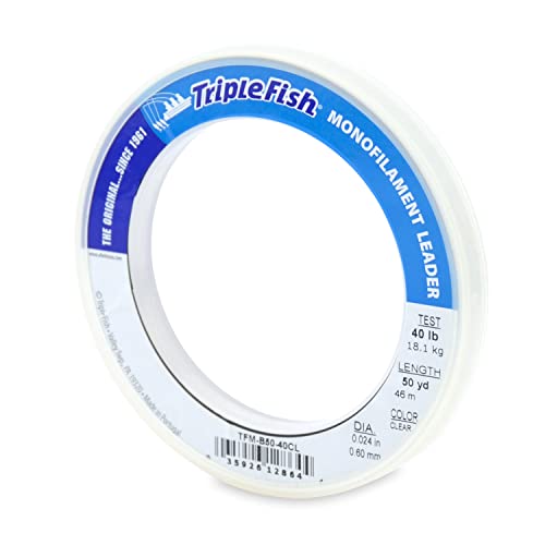 Image of Triple Fish Monofilament Fishing Leader - Clear, Camo Strong Tough Leader Material for Big Game Fishing, Up to 400lb Test
