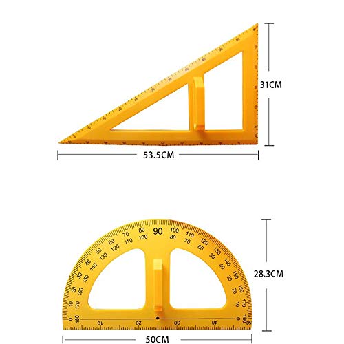 VIDOO 4 Pcs Grand Triangle D'Enseignement Règle Ensemble Tableau Noir Enseignement Triangle Règles Protractor Compass Géométrique Drawin Démonstration Aids Équipements