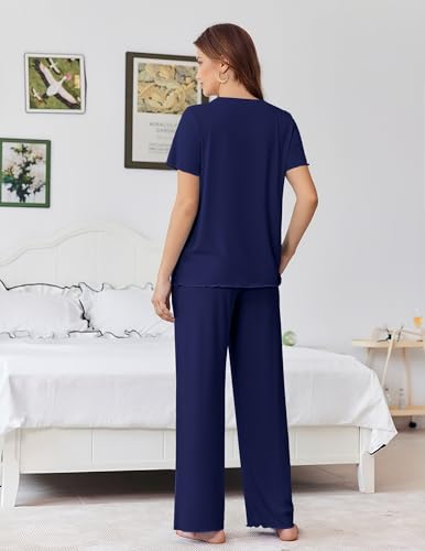 Ekouaer Bamboo-Viscose Short-Sleeve Pajama Set — view 4