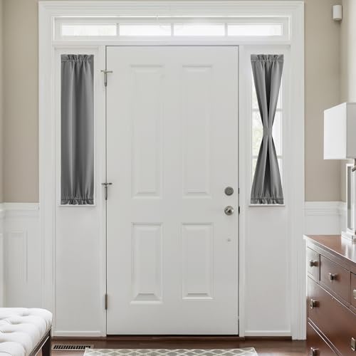 NICETOWN Silver Grey Blackout Side Small Window Front French Door Curtain
