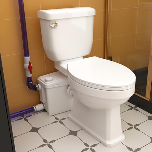 800W Pro Macerating Toilet System, Basement Upflush 2-Piece Toilet with